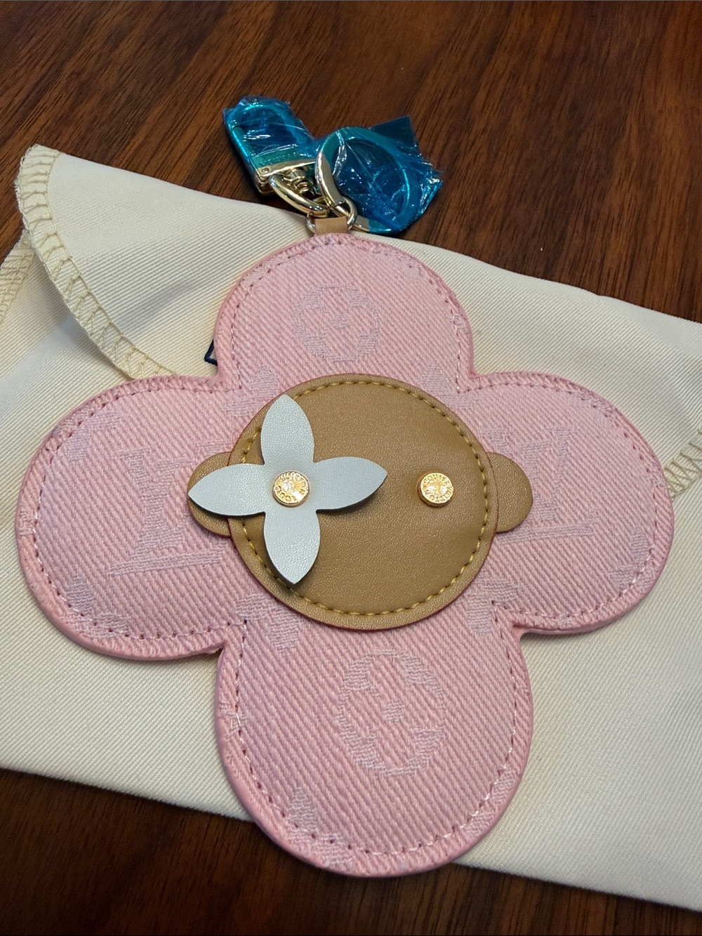 Pink Denim Flower Bag Charm/Keychain